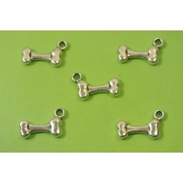 LOT  5 BRELOQUES/CHARMS METAL argenté : os 14*7 mm