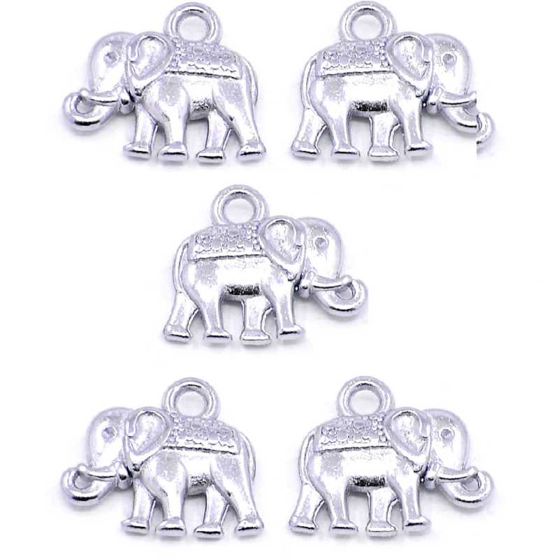 LOT 5 CHARMS/BRELOQUES  plaqué argent :éléphant 14*12mm (03) 
