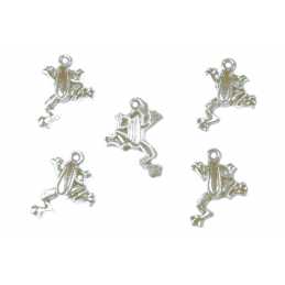 LOT 5 CHARMS/BRELOQUES  plaqué argent : grenouille 24*20mm (02) 