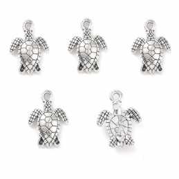 LOT 5 CHARMS/BRELOQUES  plaqué argent tortue 16*12mm (04) 