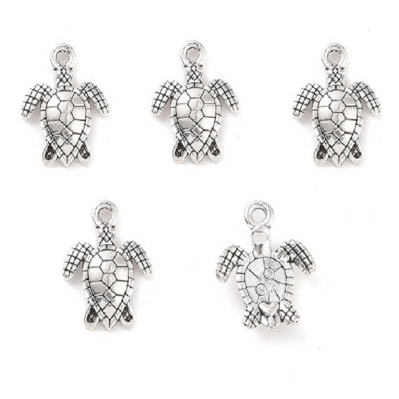 LOT 5 CHARMS/BRELOQUES  plaqué argent tortue 16*12mm (04) 