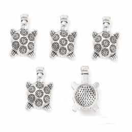 LOT 5 CHARMS/BRELOQUES  plaqué argent tortue 19*11mm (08) 