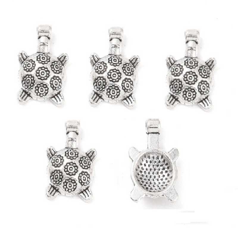 LOT 5 CHARMS/BRELOQUES  plaqué argent tortue 19*11mm (08) 