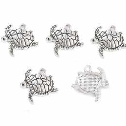 LOT 5 CHARMS/BRELOQUES  plaqué argent tortue 20*16mm (07) 