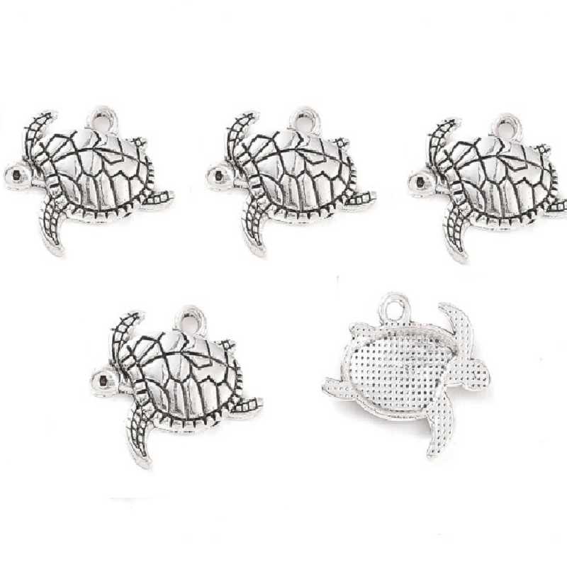 LOT 5 CHARMS/BRELOQUES  plaqué argent tortue 20*16mm (07) 