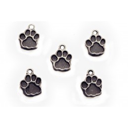 LOT 5 CHARMS/BRELOQUES plaqué argent : patte de chien 15*12mm (01) 