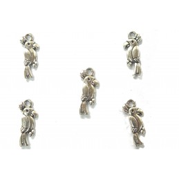 LOT 5 CHARMS/BRELOQUES plaqué argent : perroquet 19*8mm (01) 