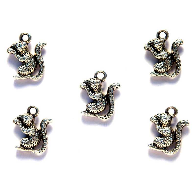 LOT 5 CHARMS/BRELOQUES plaqué argent écureuil 15*13mm (01) 