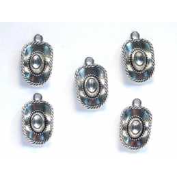 LOT 5 CHARMS/BRELOQUES  plaqué argent : chapeau cowboy 22*13mm (02) 
