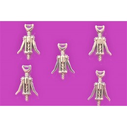 LOT 5 CHARMS/BRELOQUES METAL ARGENTES : tire bouchon 26*16mm (02) 