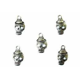 LOT 5 CHARMS/BRELOQUES  plaqué argent : crane 21*11mm (01) 