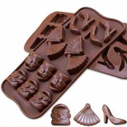 MOULE SILICONE MARRON : decor pour chocolat 21*10cm (01) 