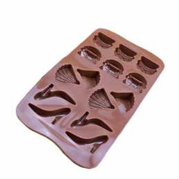 MOULE SILICONE MARRON : decor pour chocolat 21*10cm (01) 