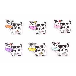 LOT 6 BOUTONS BOIS : vache 28*22mm (08) 