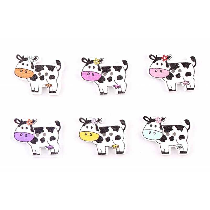 LOT 6 BOUTONS BOIS : vache 28*22mm (08) 