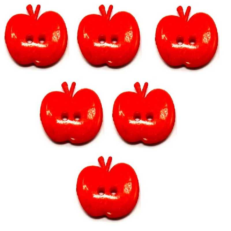LOT 6 BOUTONS ACRYLIQUES  : pomme rouge 16*14mm (03) 