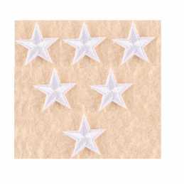 LOT 6 APPLIQUES TISSU THERMOCOLLANT : étoile blanche 3cm (03) 