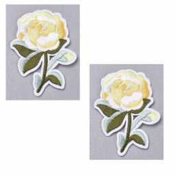 LOT 2 APPLIQUES THERMOCOLLANT : fleur jaune/blanche 6*5cm (01) 
