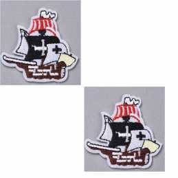 LOT 2 APPLIQUES TISSU THERMOCOLLANT : voilier 6*5cm (02) 