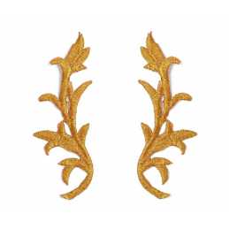 LOT 2 APPLIQUES TISSU THERMOCOLLANT : ornement gold 12*4cm (15) 