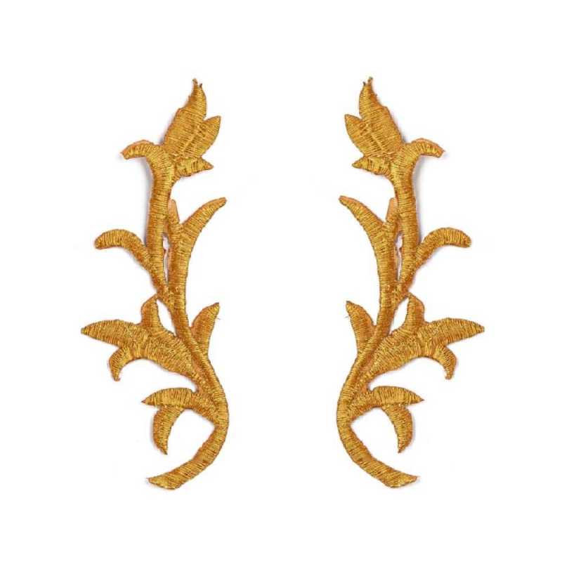 LOT 2 APPLIQUES TISSU THERMOCOLLANT : ornement gold 12*4cm (15) 