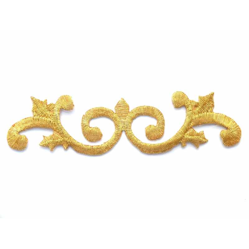 APPLIQUE TISSU THERMOCOLLANT : ornement gold 11*3cm (16) 