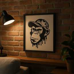 Pochoir 21 x 21 cm en plastique Singe bad Boy 