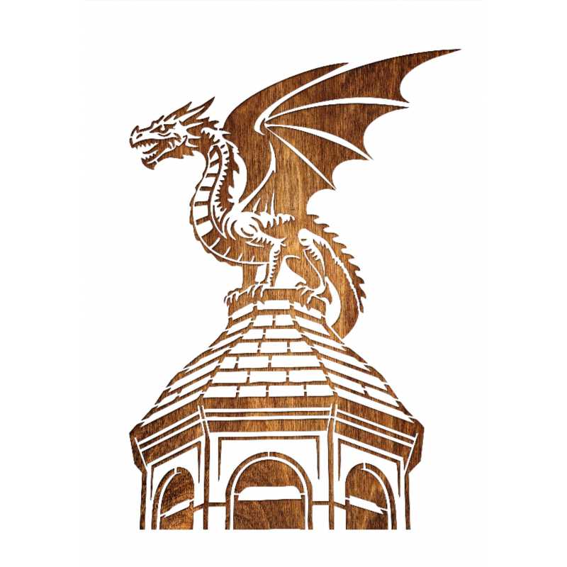POCHOIR PLASTIQUE MYLAR A4 Dragon sur clocher 