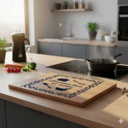 POCHOIR PLASTIQUE MYLAR 28 x 28 cm  Bienvenue dans ma cuisine 