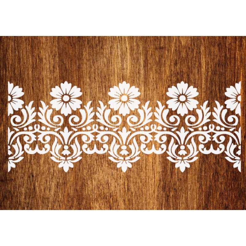 POCHOIR PLASTIQUE MYLAR 30*21cm Frise baroque fleurie  