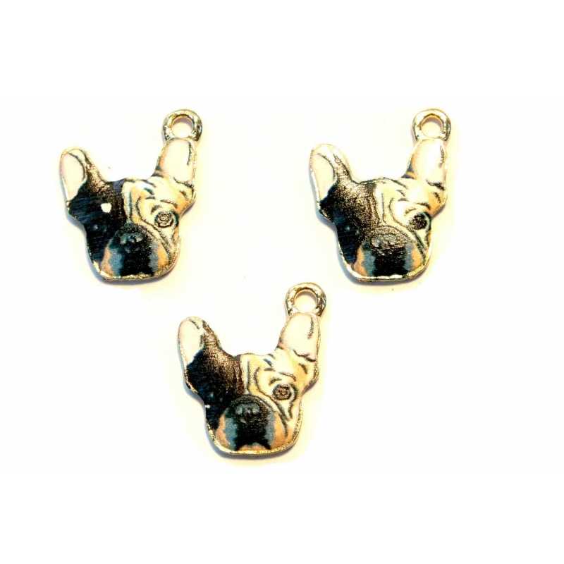 LOT 3 CHARMS/BRELOQUES  plaqué doré : chien 16*15mm (23) 