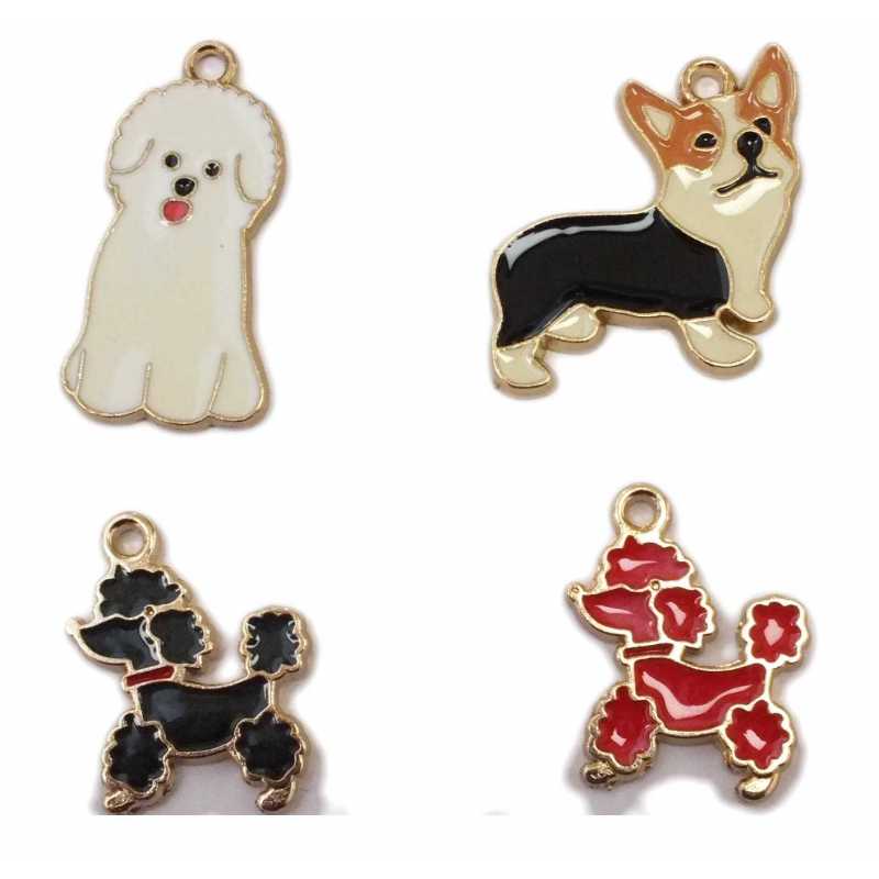 LOT 4 CHARMS/BRELOQUES  plaqué doré : chien de 25 à 17mm (25) 