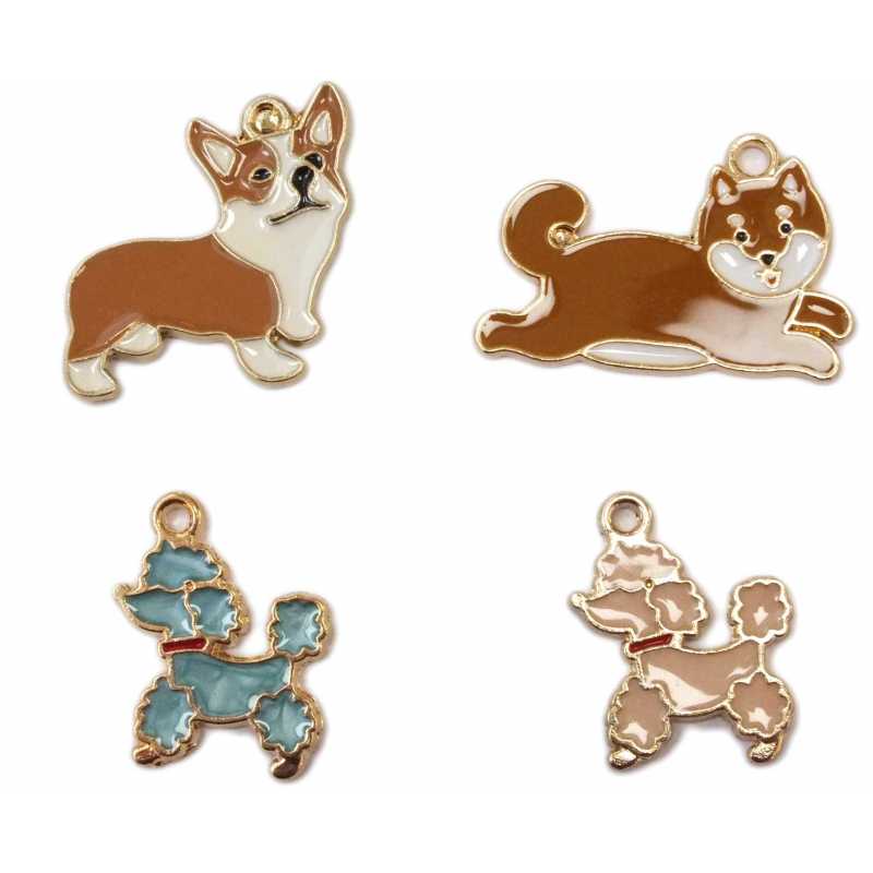 LOT 4 CHARMS/BRELOQUES  plaqué doré : chien de 28 à 16mm (26) 