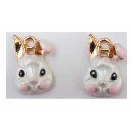 LOT 2 CHARMS/BRELOQUES  plaqué doré : lapin 18*12mm (01) 