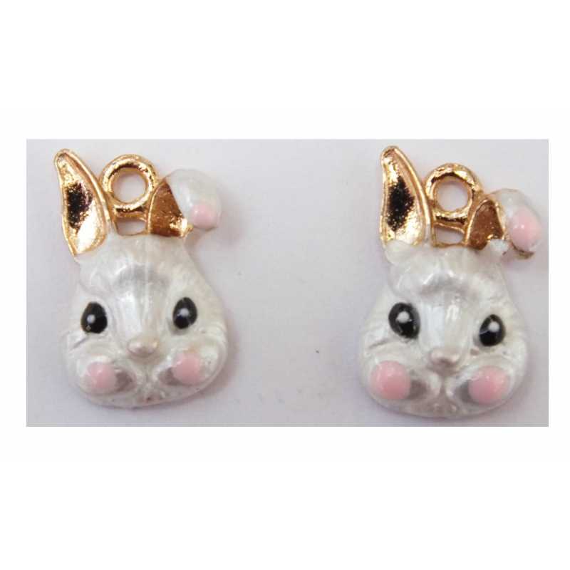 LOT 2 CHARMS/BRELOQUES  plaqué doré : lapin 18*12mm (01) 