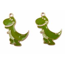 LOT 2 CHARMS/BRELOQUES  plaqué doré : dinosaure 29*19mm (01) 
