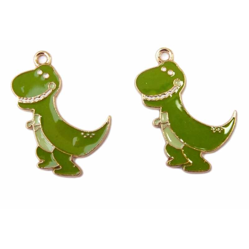 LOT 2 CHARMS/BRELOQUES  plaqué doré : dinosaure 29*19mm (01) 