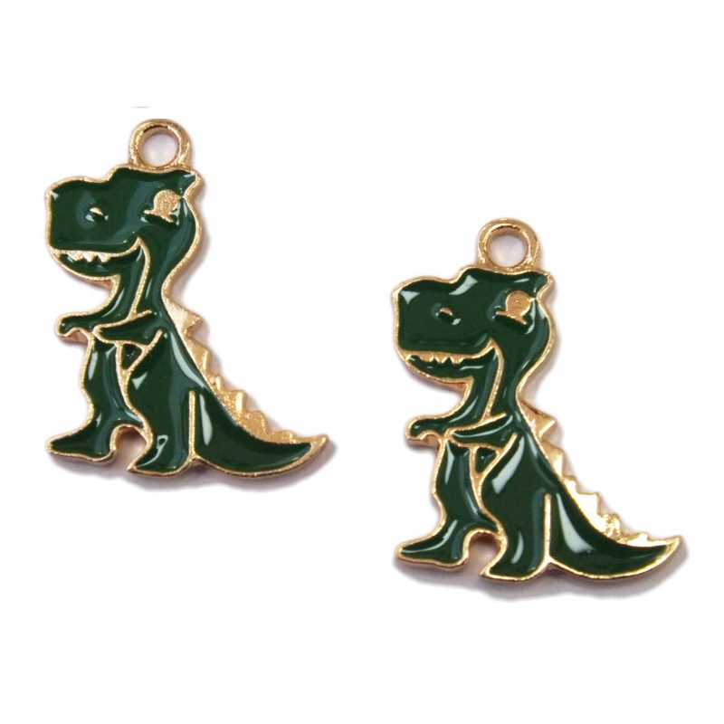 LOT 2 CHARMS/BRELOQUES  plaqué doré : dinosaure 23*18mm (02) 