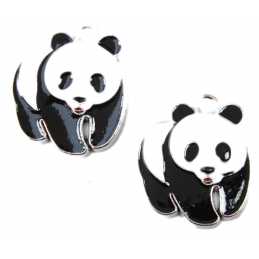 LOT 2 CHARMS/BRELOQUES  plaqué argenté : panda 21*14mm (02) 