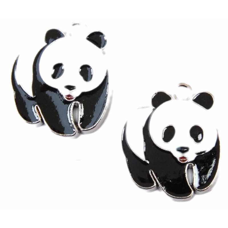 LOT 2 CHARMS/BRELOQUES  plaqué argenté : panda 21*14mm (02) 