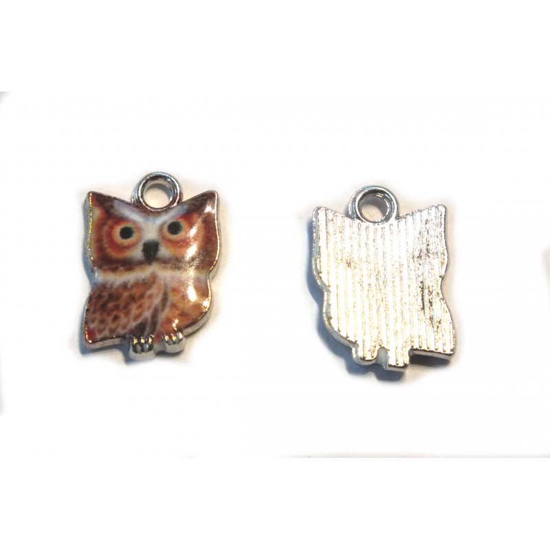 LOT 2 BRELOQUES/CHARMS METAL ARGENTES : chouette 15*10 mm (03) 
