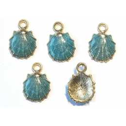 LOT 5 BRELOQUES/CHARMS METAL DORES : coquillage 18*12 mm (01) 