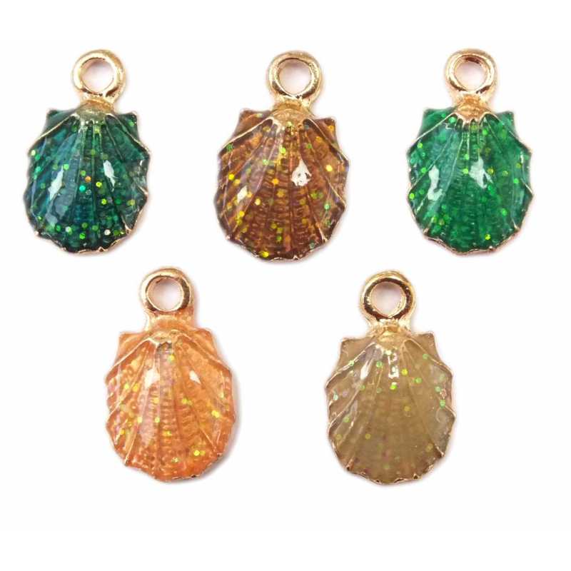 LOT 5 BRELOQUES/CHARMS METAL DORES : coquillage 18*12 mm (02) 