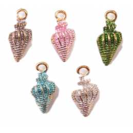 LOT 5 BRELOQUES/CHARMS METAL DORES : coquillage 18*7mm (03) 