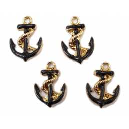 LOT 4 BRELOQUES/CHARMS METAL DORES : ancre 17*12 mm (01) 