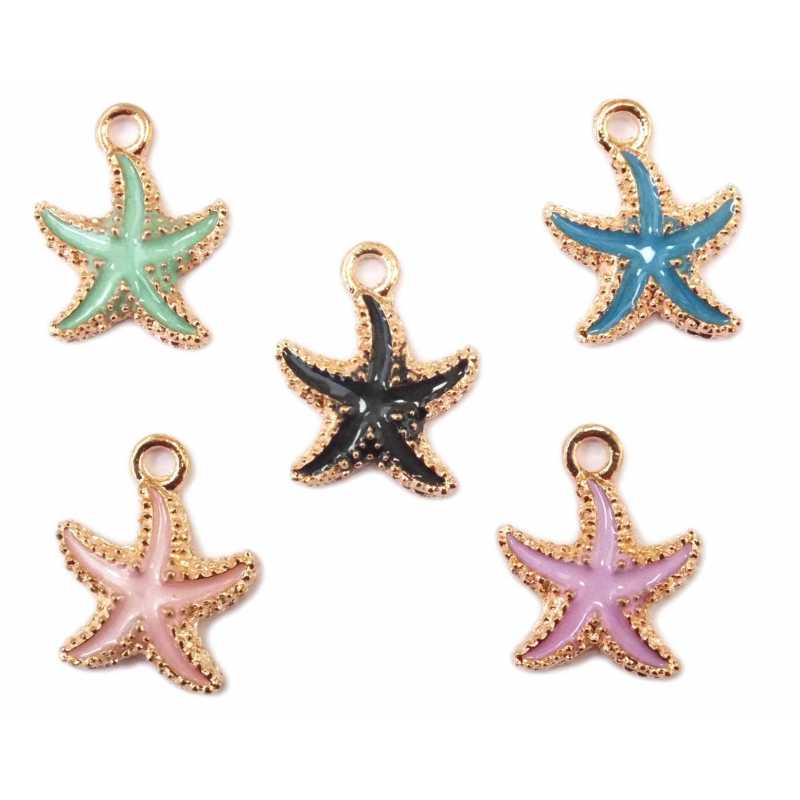 LOT 5 BRELOQUES/CHARMS METAL DORES : étoile mer 15mm (01) 