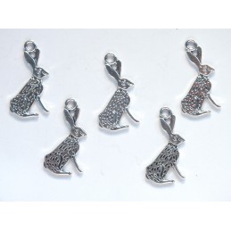 LOT 3 CHARMS/BRELOQUES  plaqué argent : lapin 26*13mm (03) 