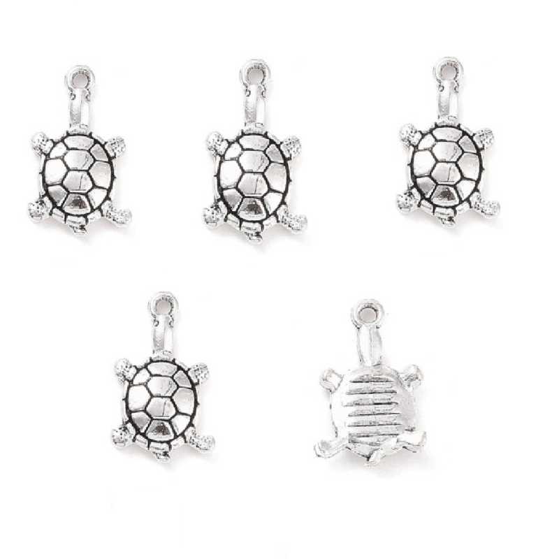 LOT 5 CHARMS/BRELOQUES  plaqué argent tortue 18*11mm (05) 