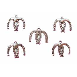 LOT 5 CHARMS/BRELOQUES  plaqué argent : fer à cheval 19*17mm (04) 