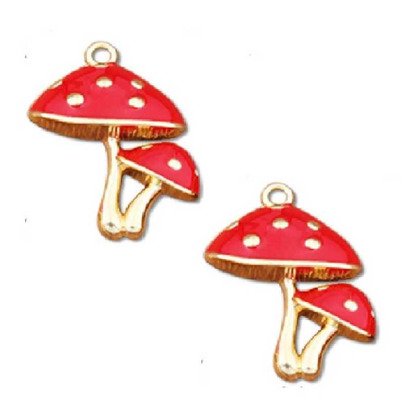 LOT 2 BRELOQUES/CHARMS METAL DORES : champignon 26*22mm (03) 